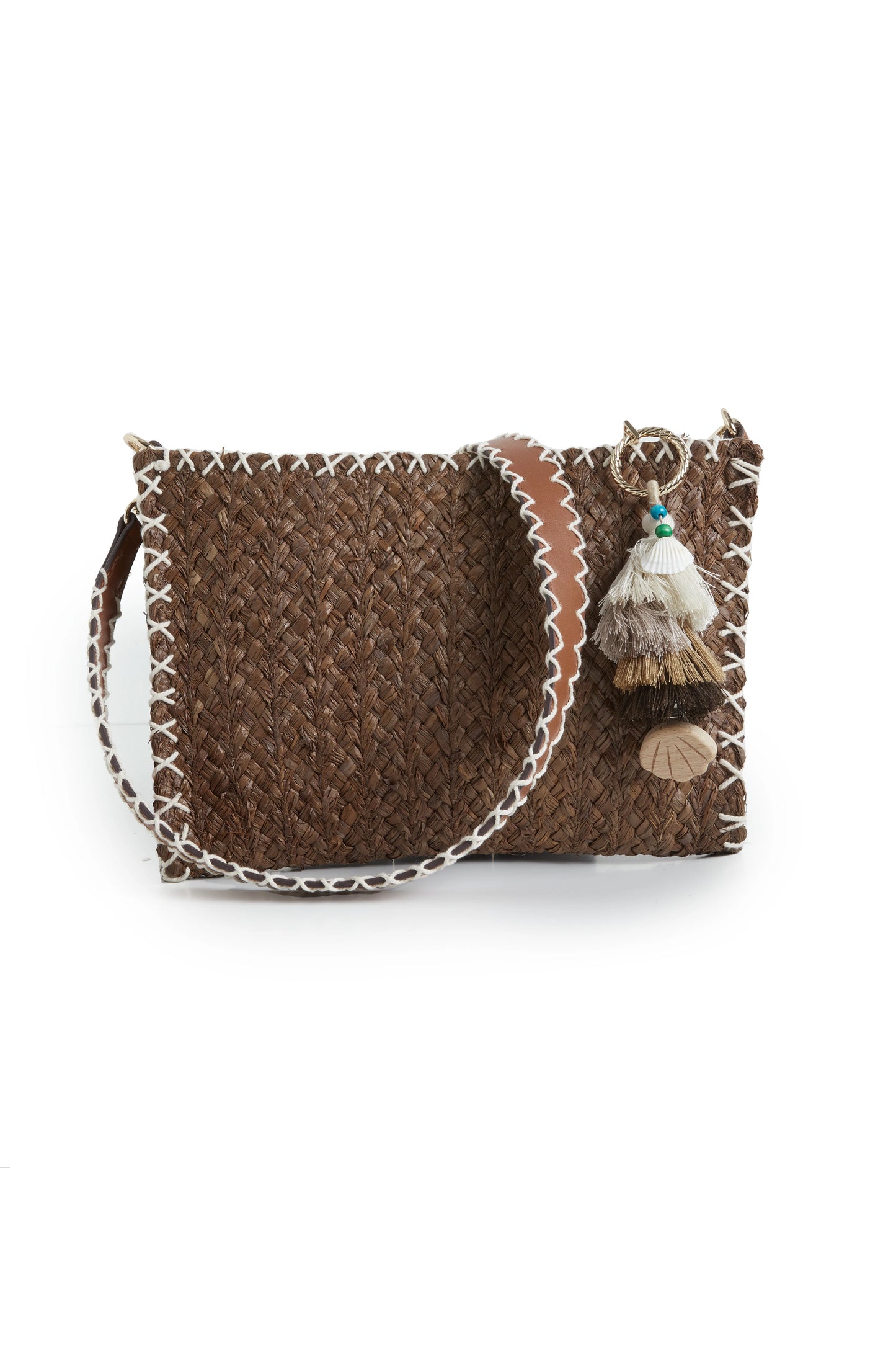 Bolso bandolera trenzado con abalorios