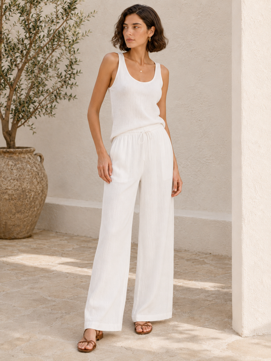 Pantalón fluido blanco — IAFOXA