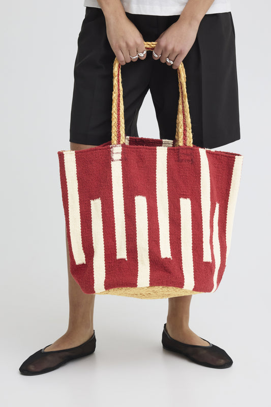 Bolso de yute granate ICHI IAMIKKELINE BA para mujer