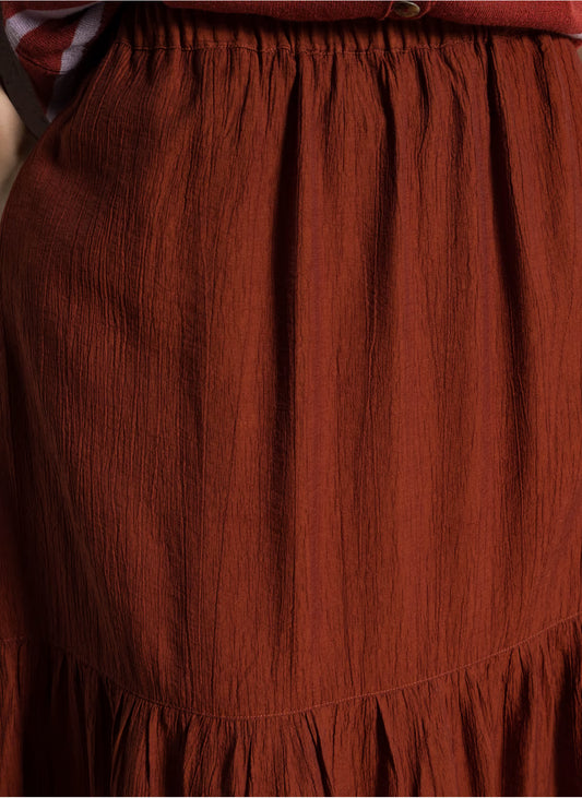 Falda con volante de bambula en Terracota de Nice Things