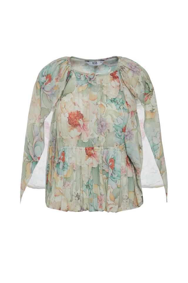 Blusa estampada de manga larga de BSB en color multicolor