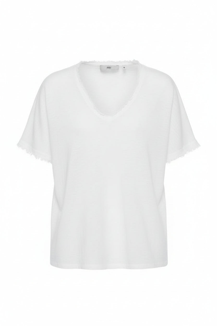 Blusa blanca de algodón ligero BSB para mujer en color blanco