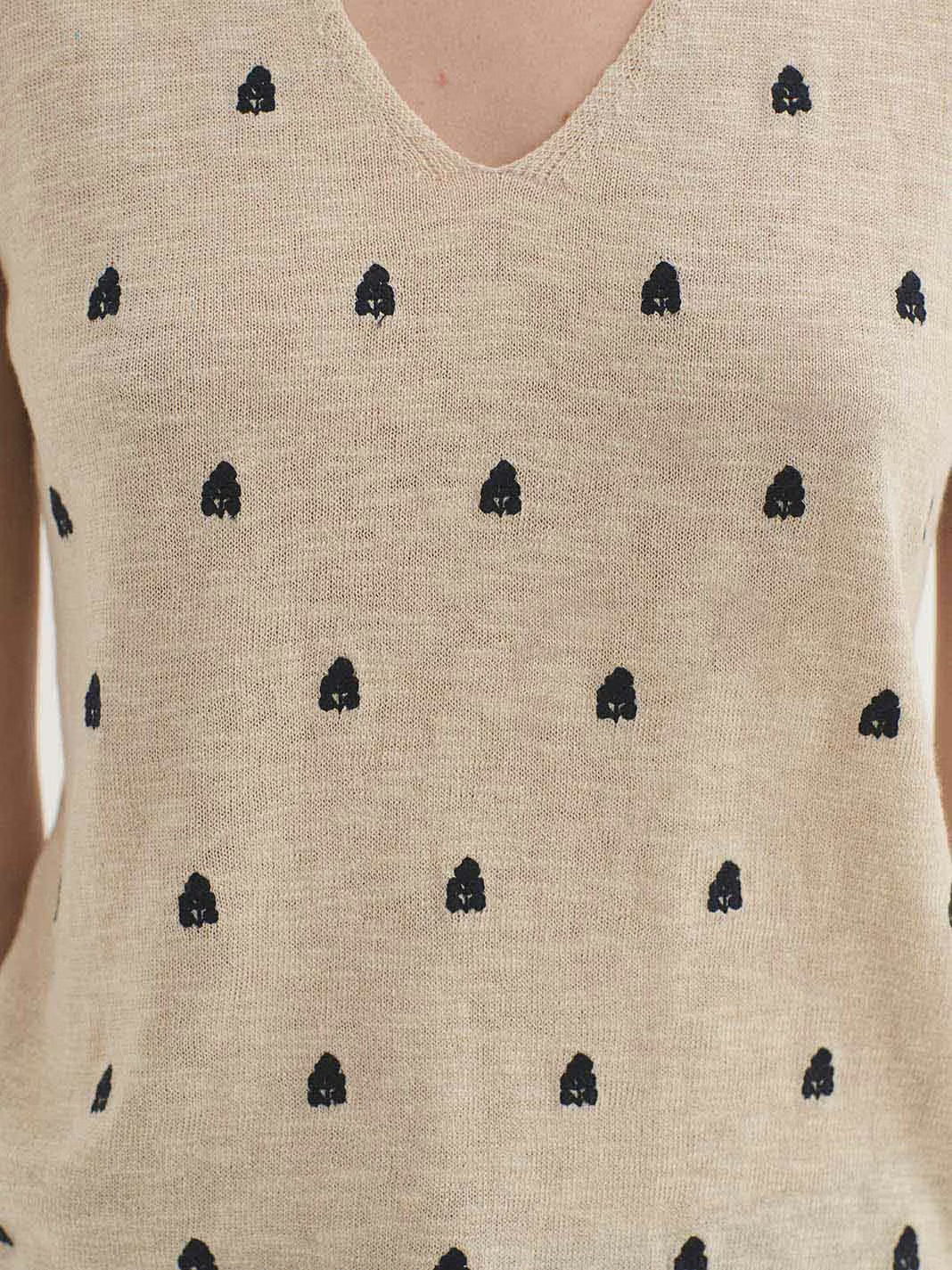 Chaleco Nice Things de punto bordado para mujer en color crudo