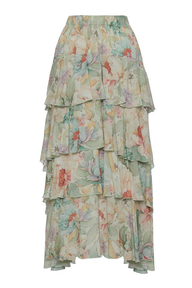 Falda midi estampada BSB para mujer en color multicolor