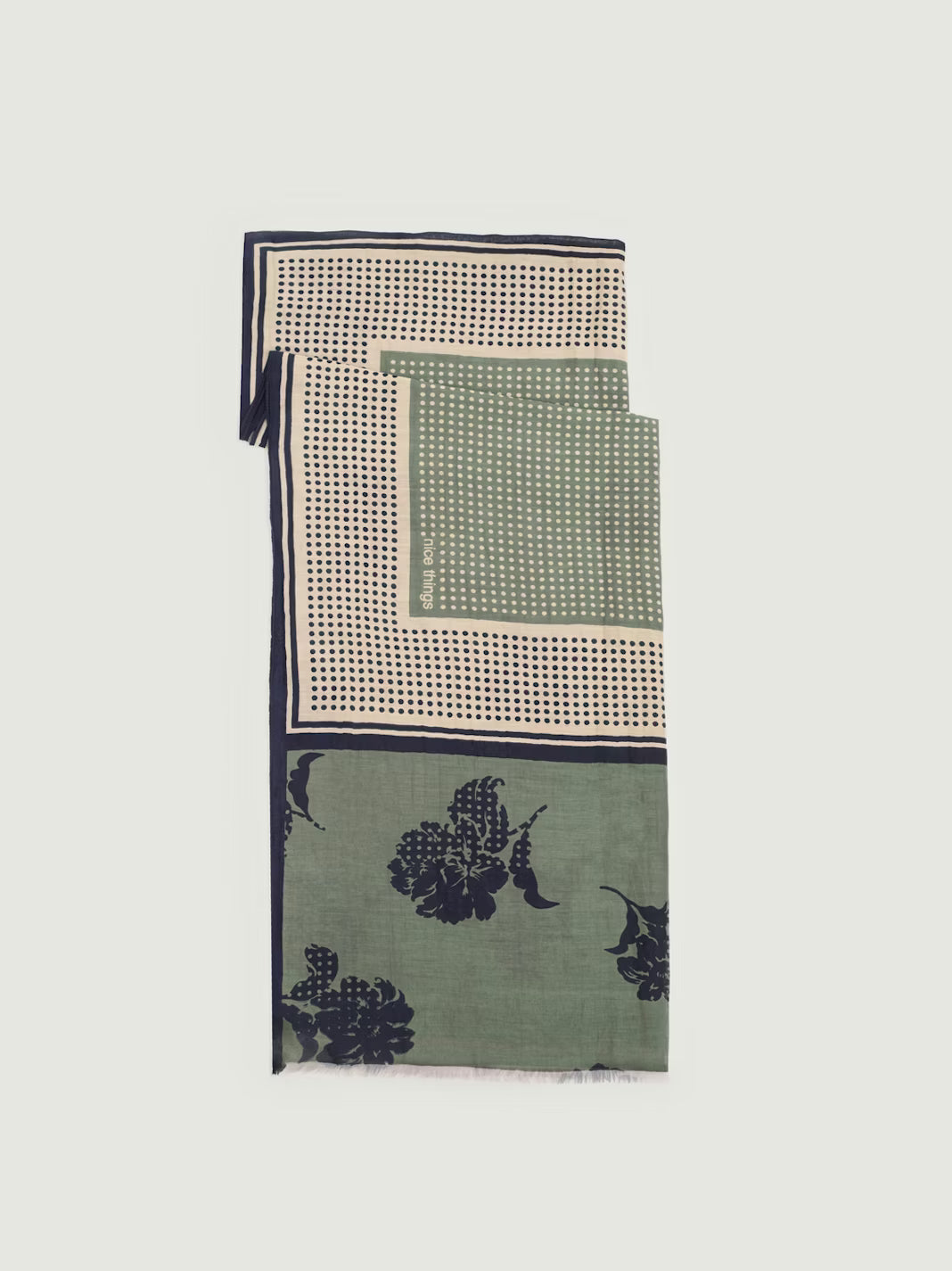 Fular Dots & Flowers Nice Things para mujer en verde caqui