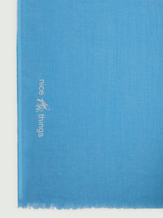 Fular liso de algodón y lino en Turquesa claro de Nice Things