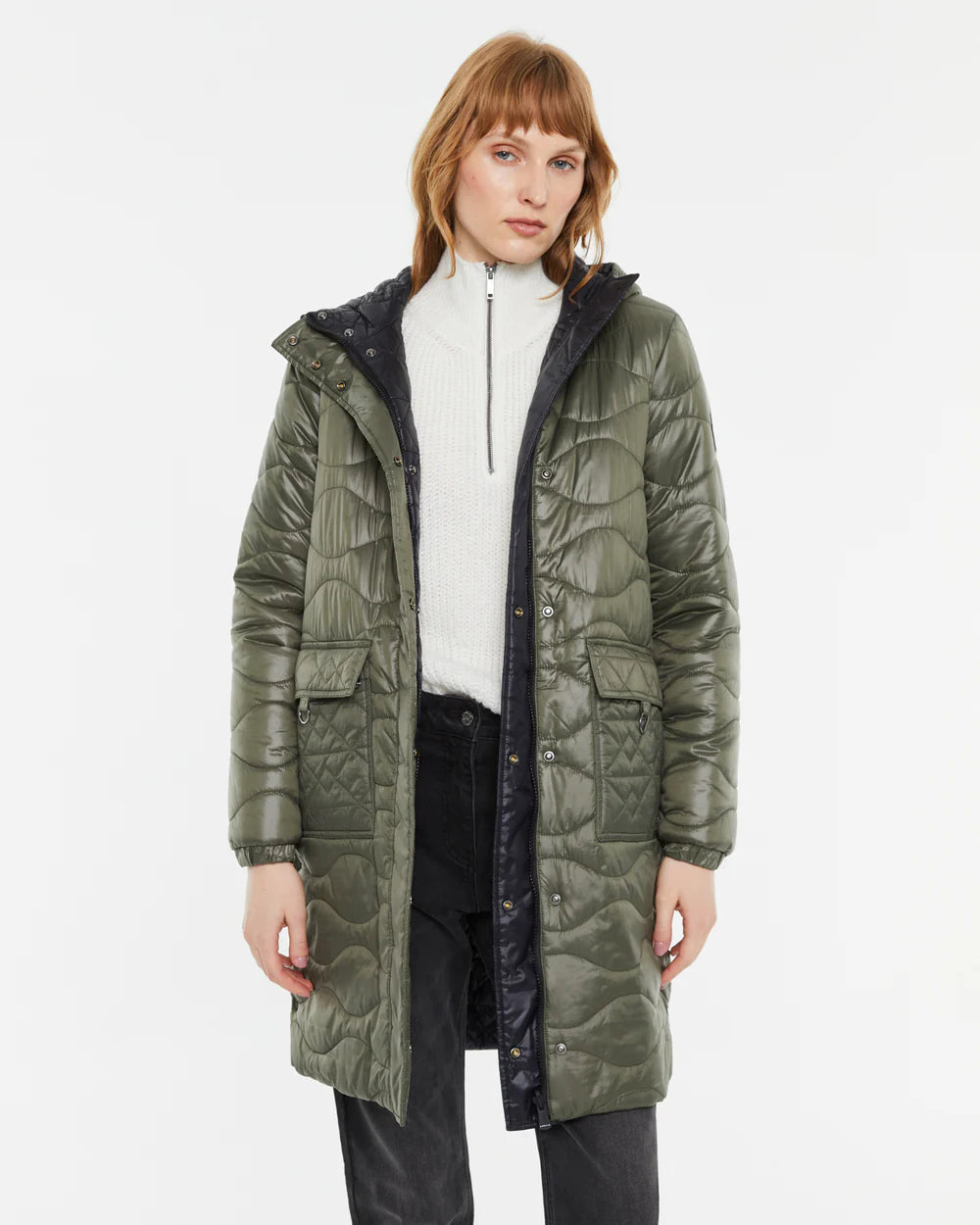 Parka acolchada reversible “Andam” — vista frontal kaki