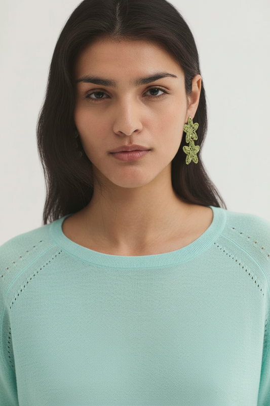 Jersey oversize de punto fino de Nice Things en color turquesa claro