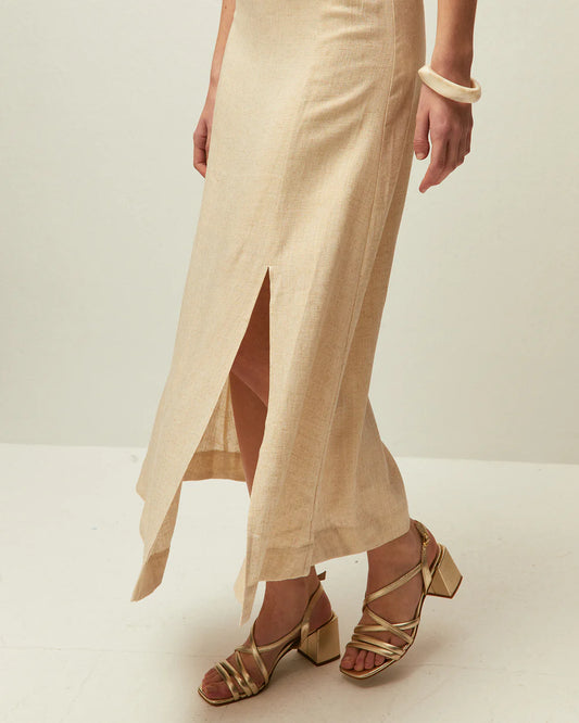 Falda midi System Action para mujer con efecto foil dorado