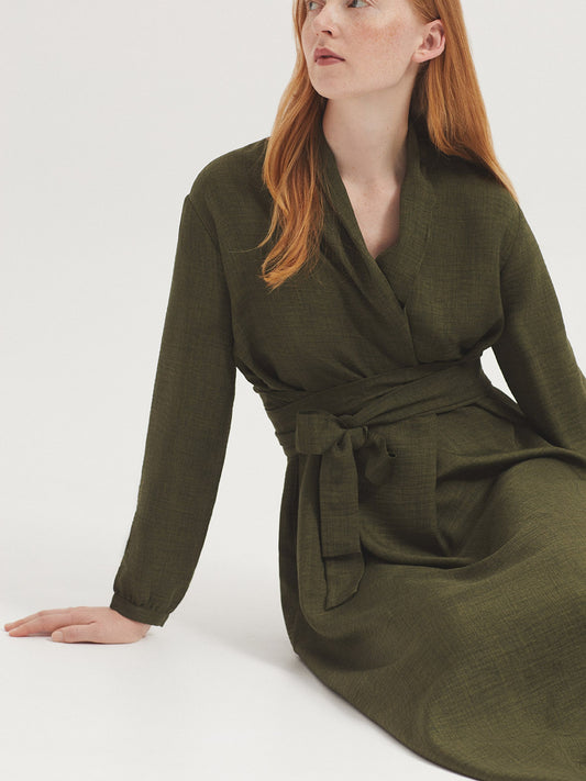 Vestido midi manga larga