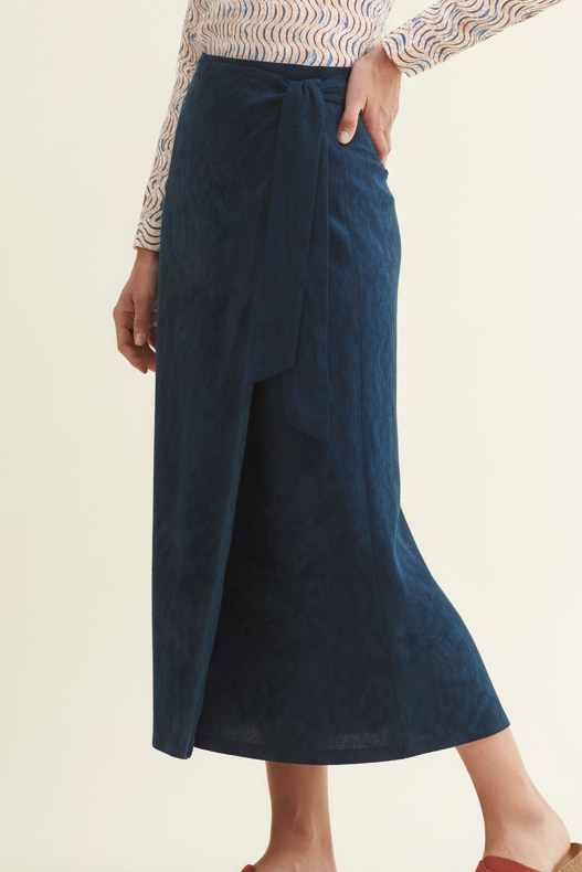 Falda midi jacquard Aegean Sea de Nice Things en azul mosaico vista 2