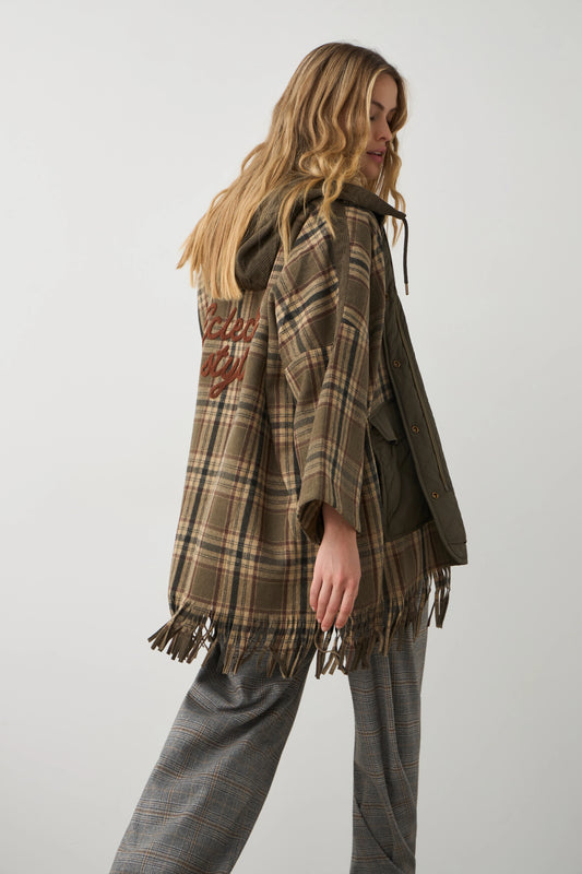 Espalda de la capa con capucha y motivo Eclectic Style movimiento