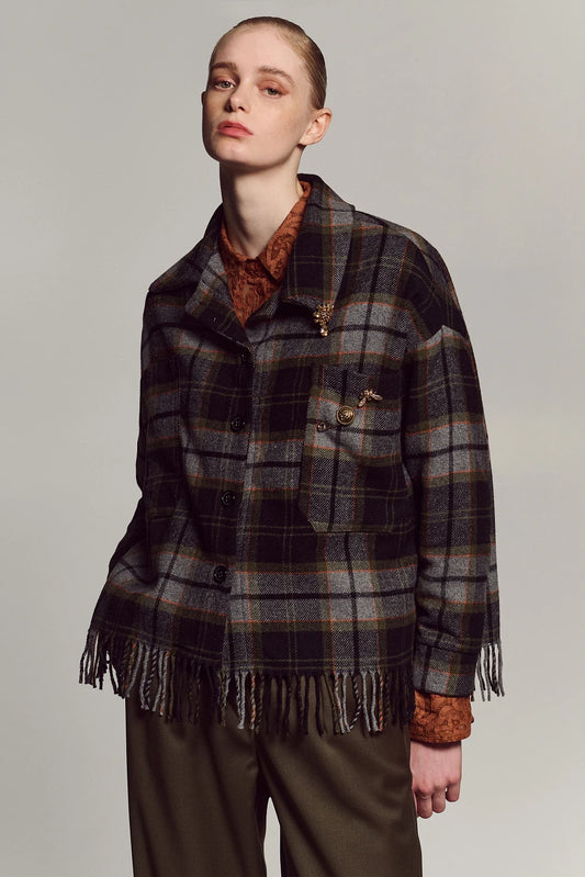 Sobrecamisa de cuadros en mezcla de lana, vista frontal