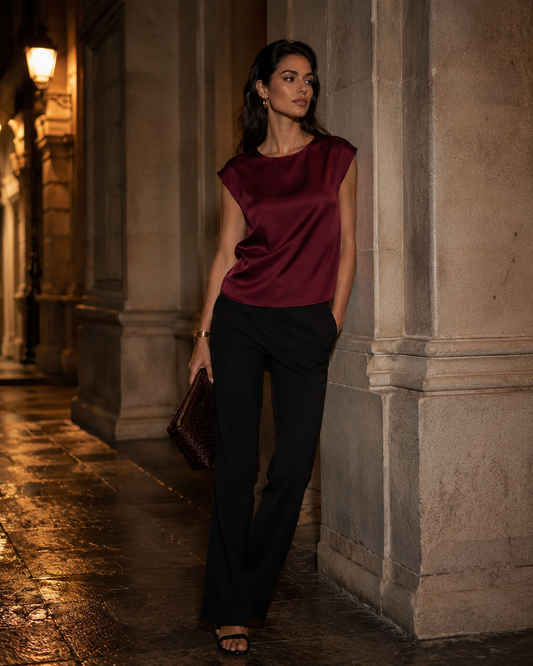 Blusa fluida de viscosa con manga corta