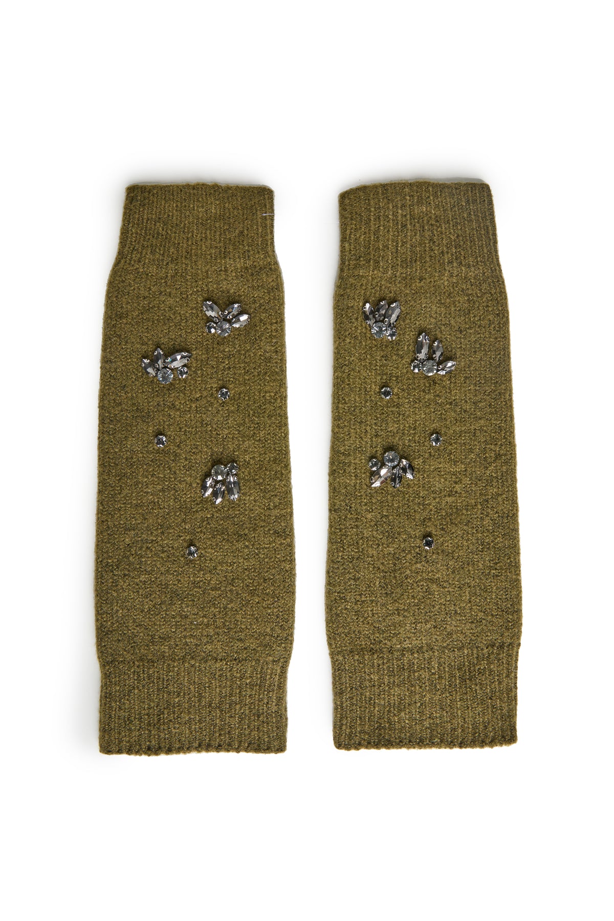 Guantes de punto con dibujo geométrico en verde oliva de BSB Fashion