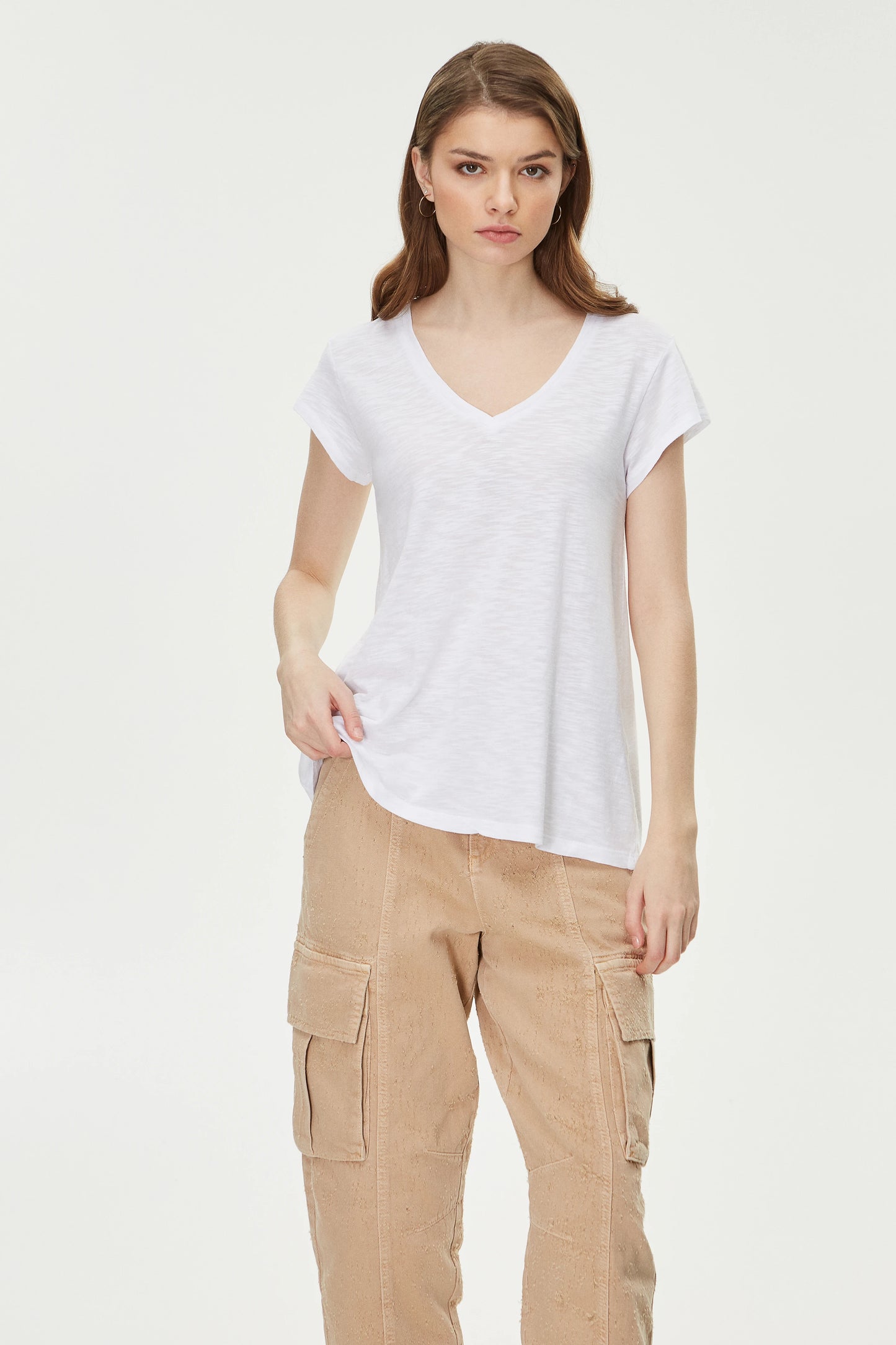 Blusa de algodón en caqui suave