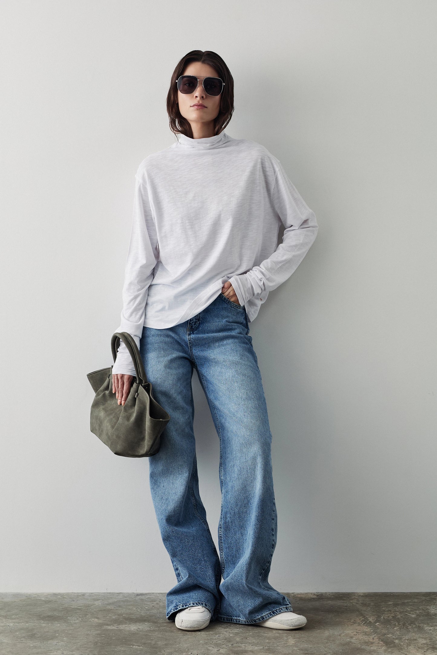 Blusa manga larga cuello alto