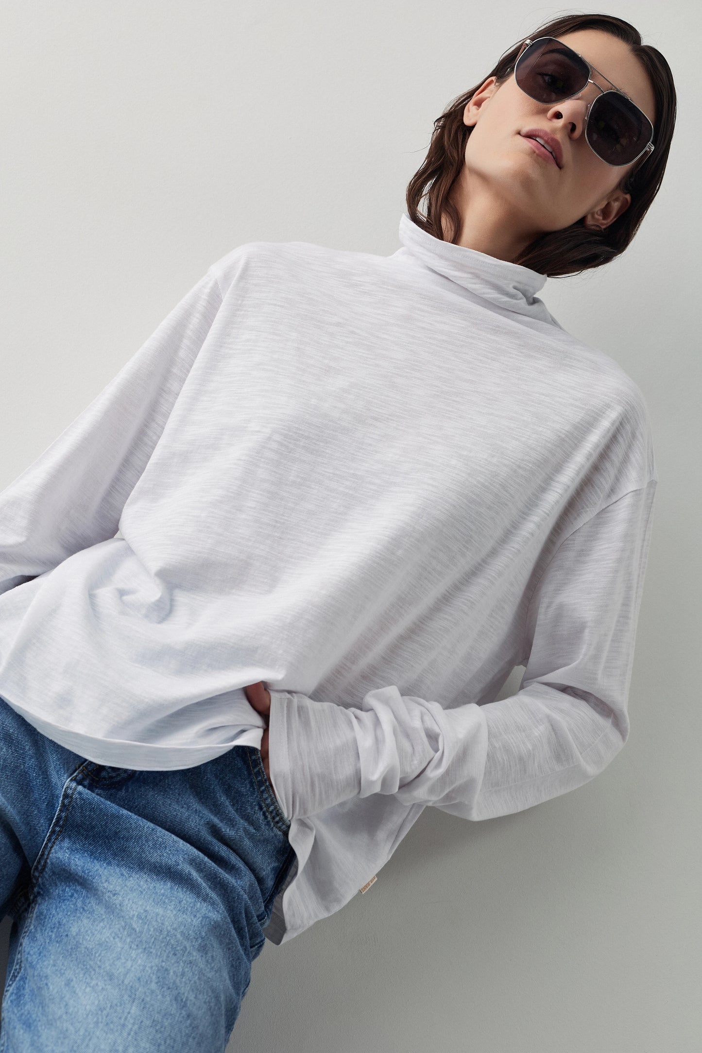 Blusa manga larga cuello alto