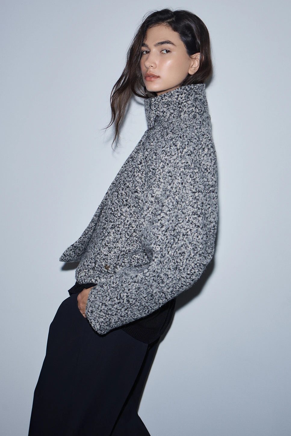 Abrigo corto efecto borreguito