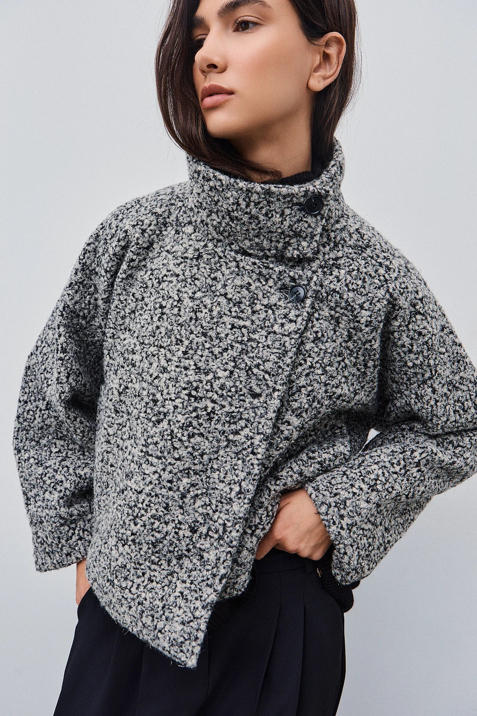 Abrigo corto efecto borreguito