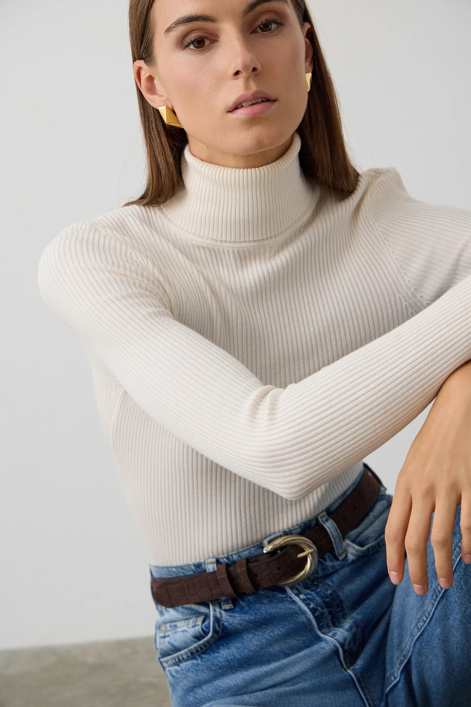 Jersey canalé cuello alto BSB — color crudo