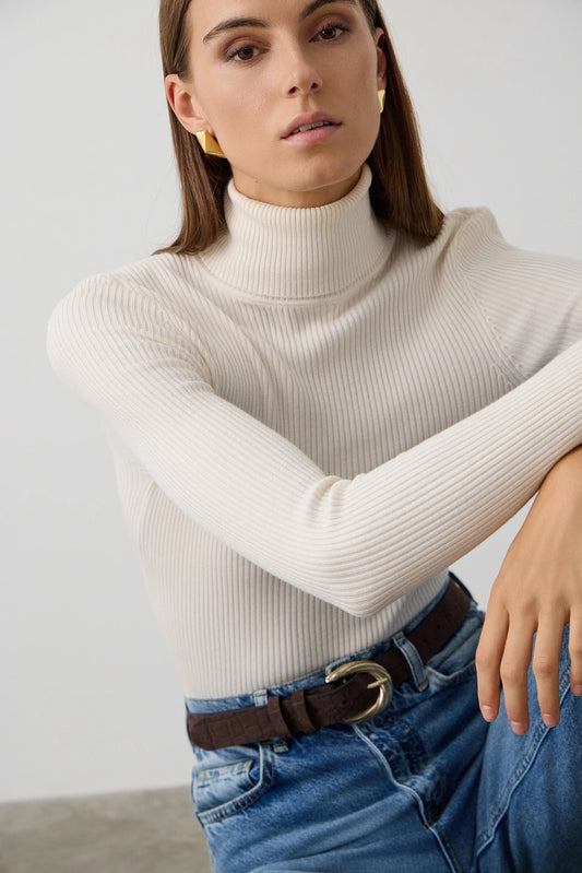 Jersey canalé cuello alto BSB — color crudo