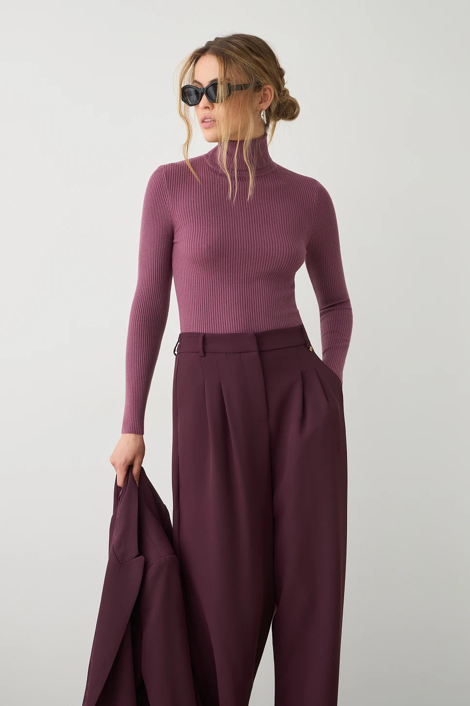 Jersey canalé cuello alto