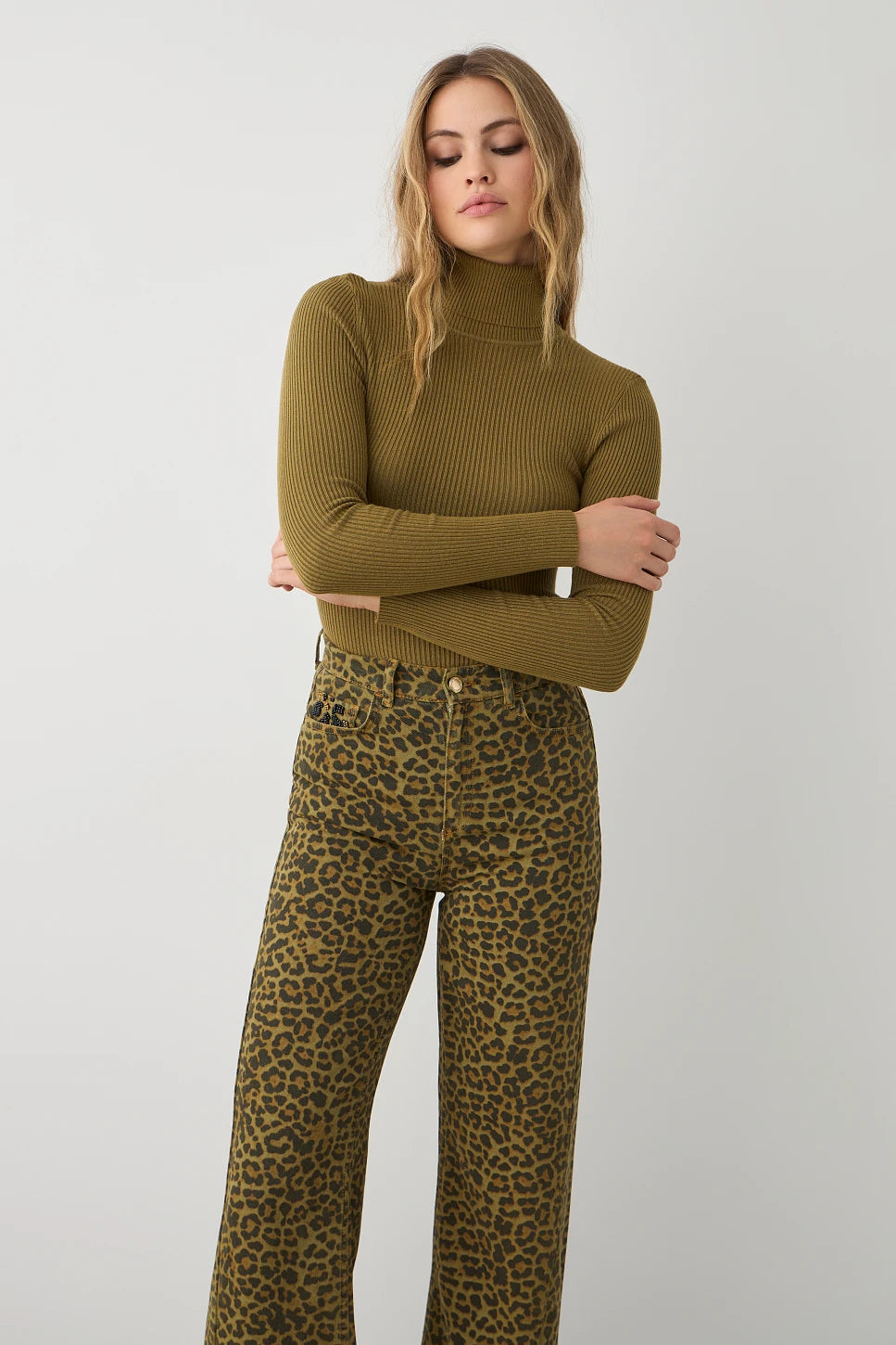 Jersey canalé cuello alto