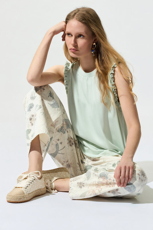 Blusa fluida de viscosa con caída suave de BSB en color café