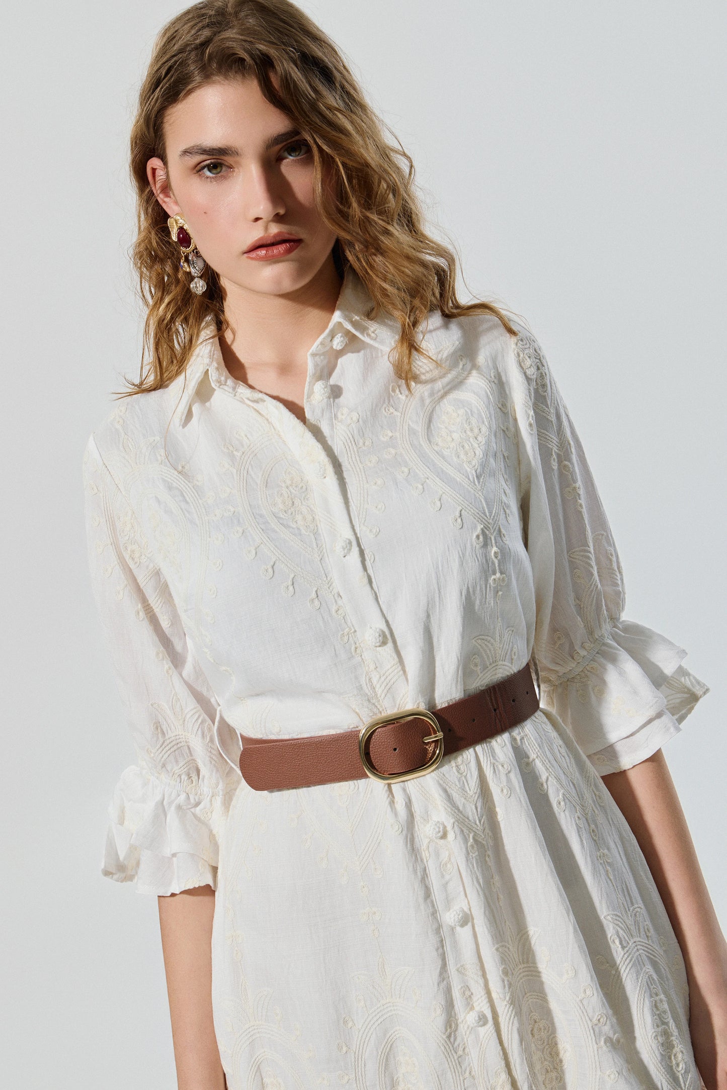 Vestido BSB midi camisero con línea fluida