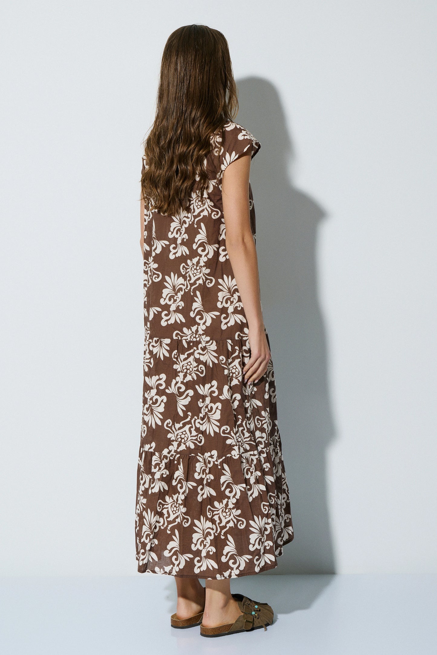 Vestido BSB estampado con caída midi