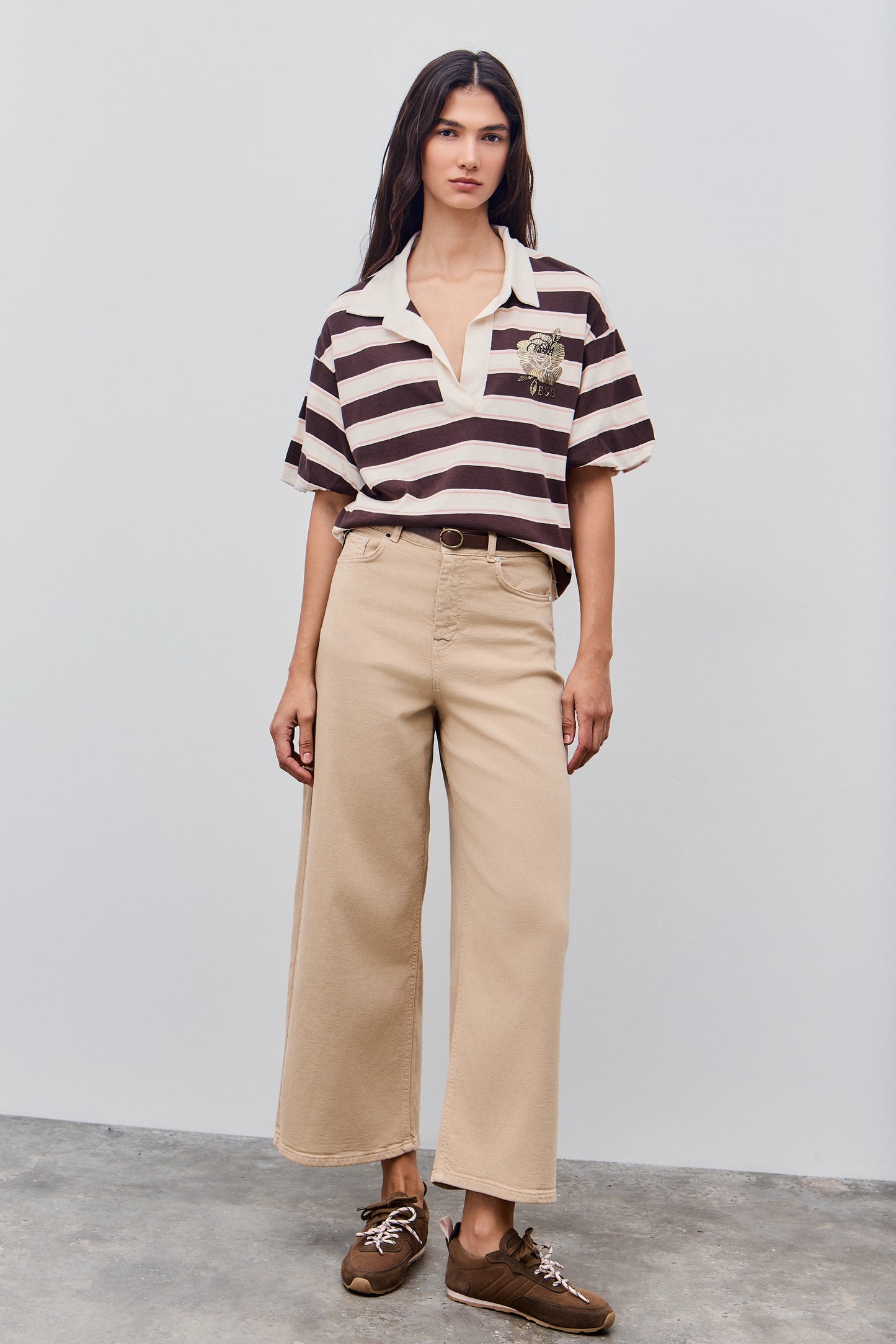 Detalle de Pantalón de algodón de BSB en color arena