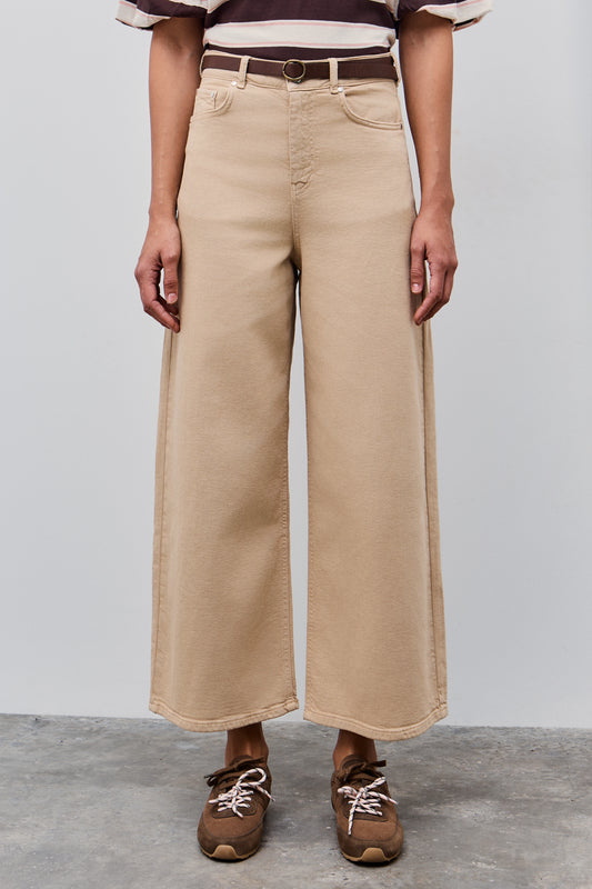 Pantalón recto de algodón en arena de BSB en color arena