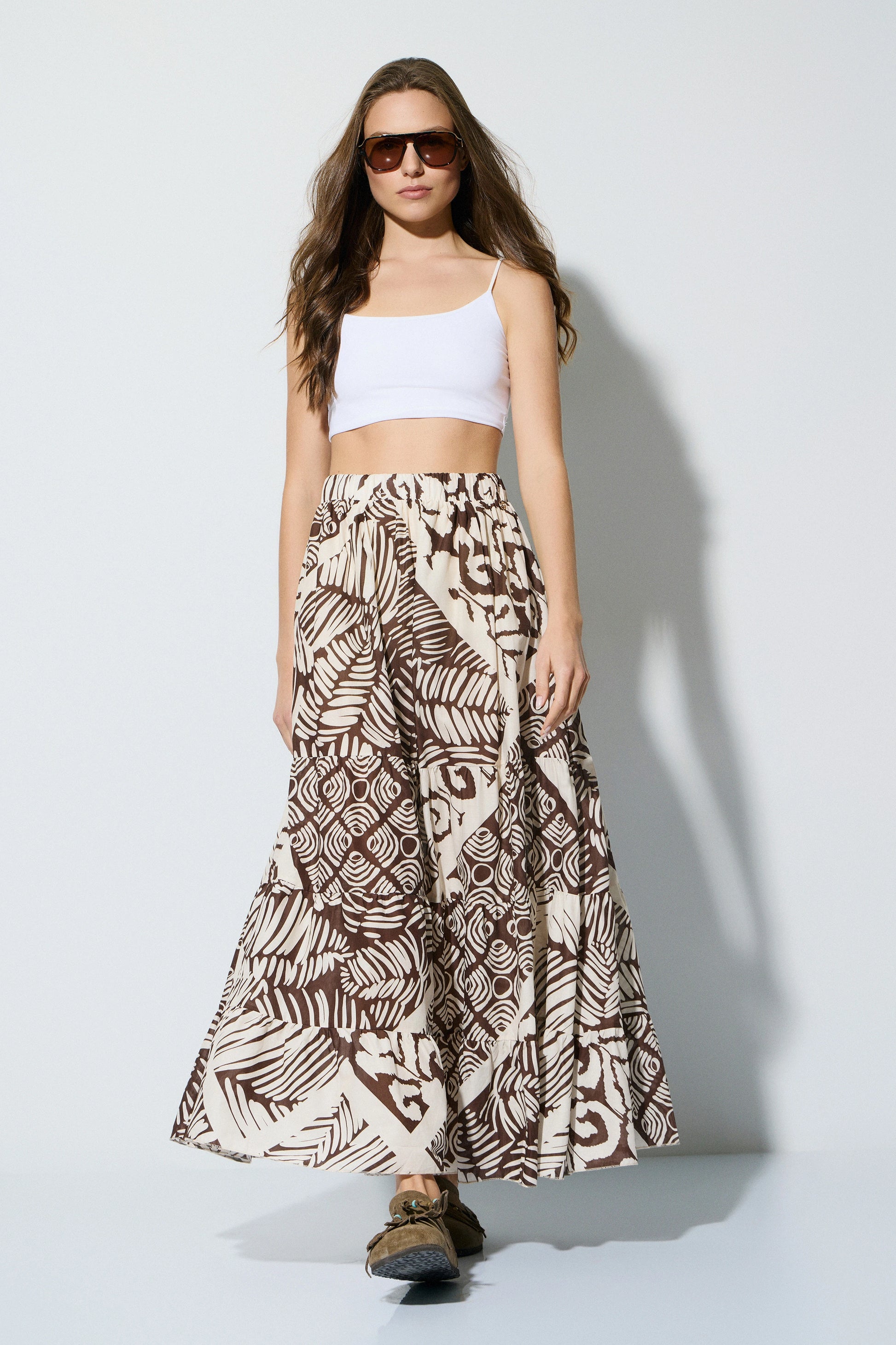 Vista de falda larga BSB con estampado de algodón