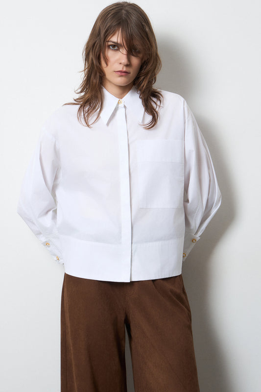 Camisa blanca de algodón de BSB en color blanco