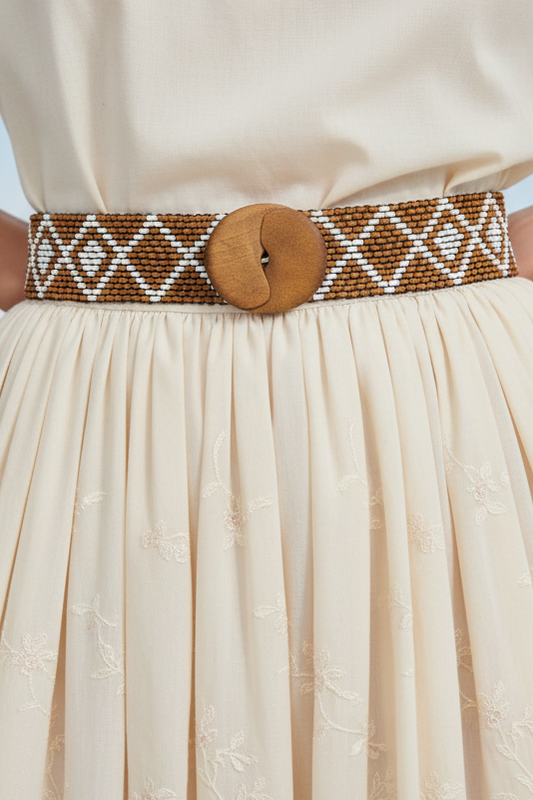 Cinturón ancho de piel chocolate con cierre tipo gancho de BSB