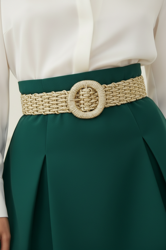 Cinturón joya dorado con strass y detalle de nudo de BSB