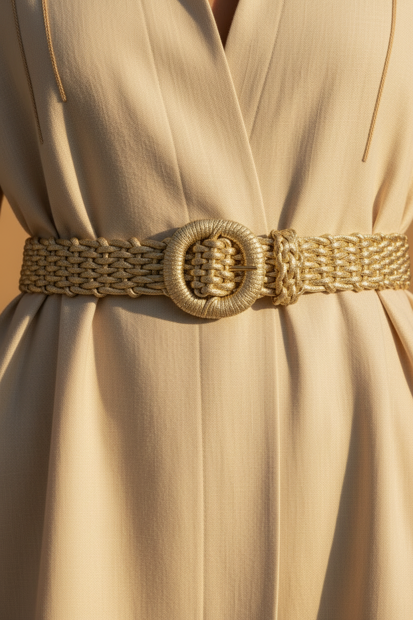 Cinturón joya BSB con strass y detalle de nudo dorado