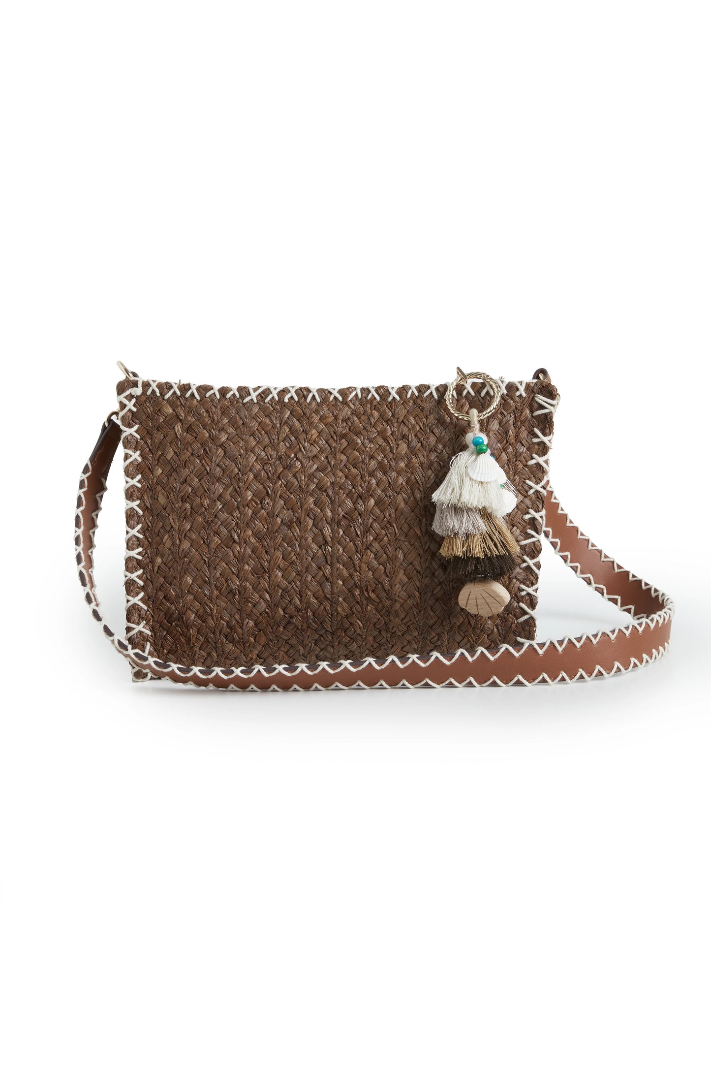 Bolso bandolera BSB en color chocolate con textura trenzada