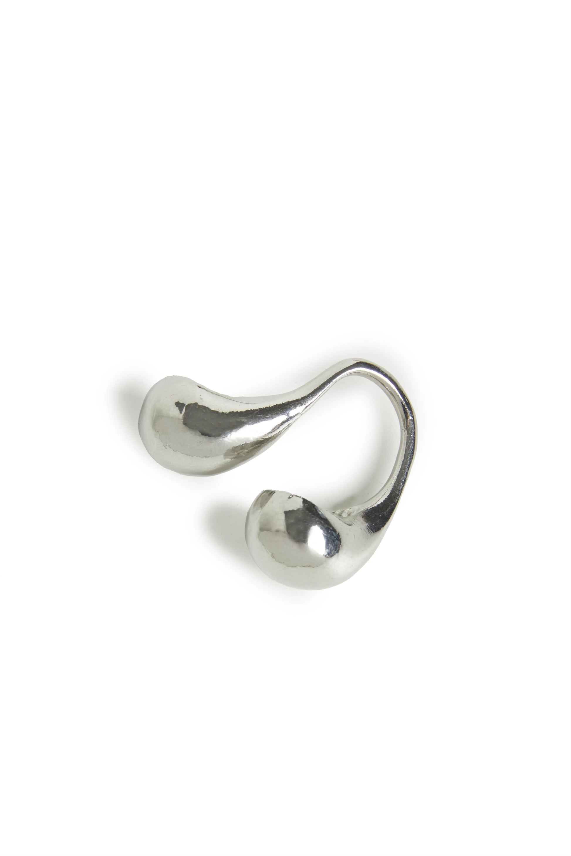 Anillo abierto doble esfera BSB para mujer en plata