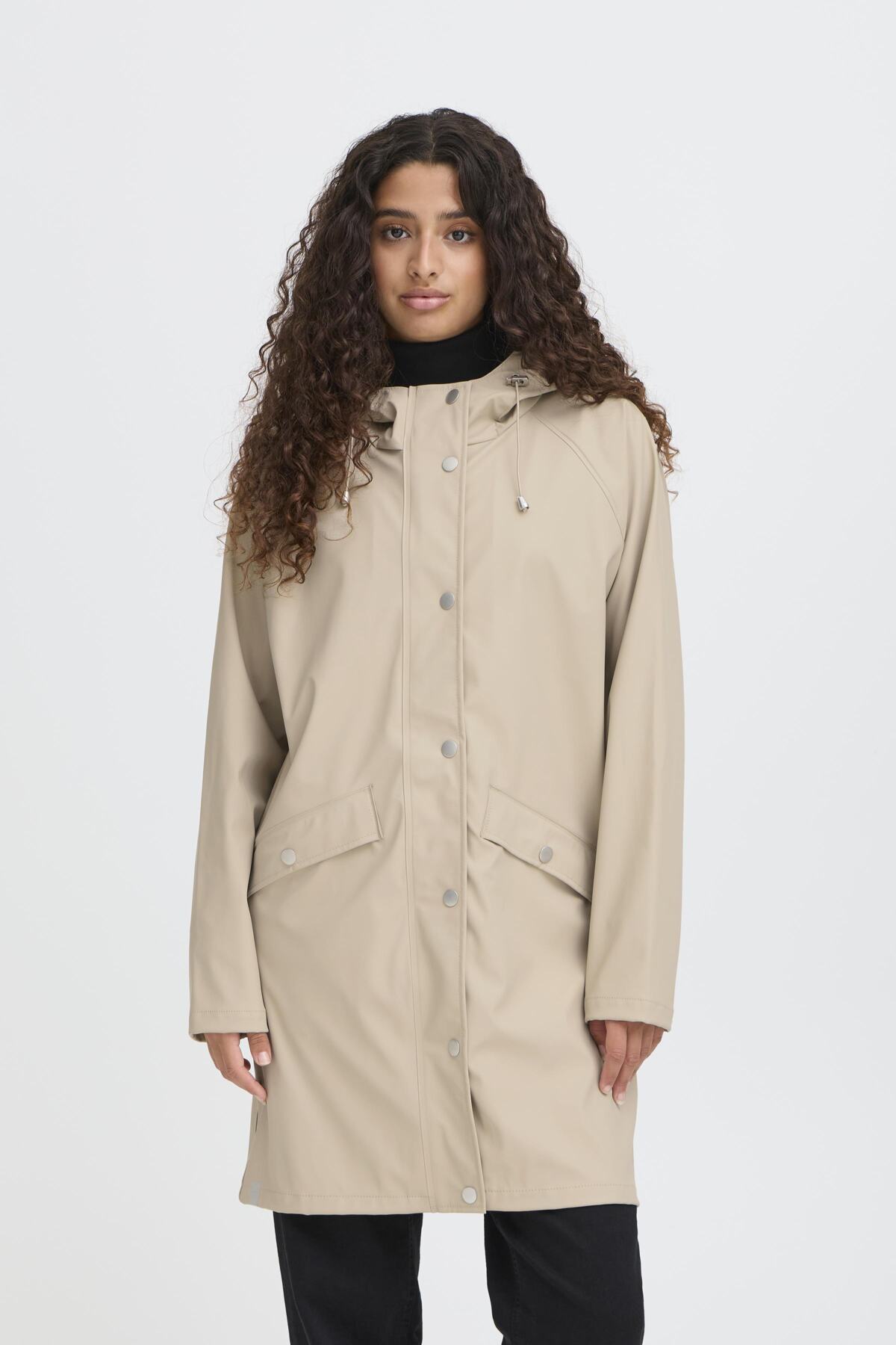 Impermeable ligero ICHI IHTAZI JA para mujer en color topo