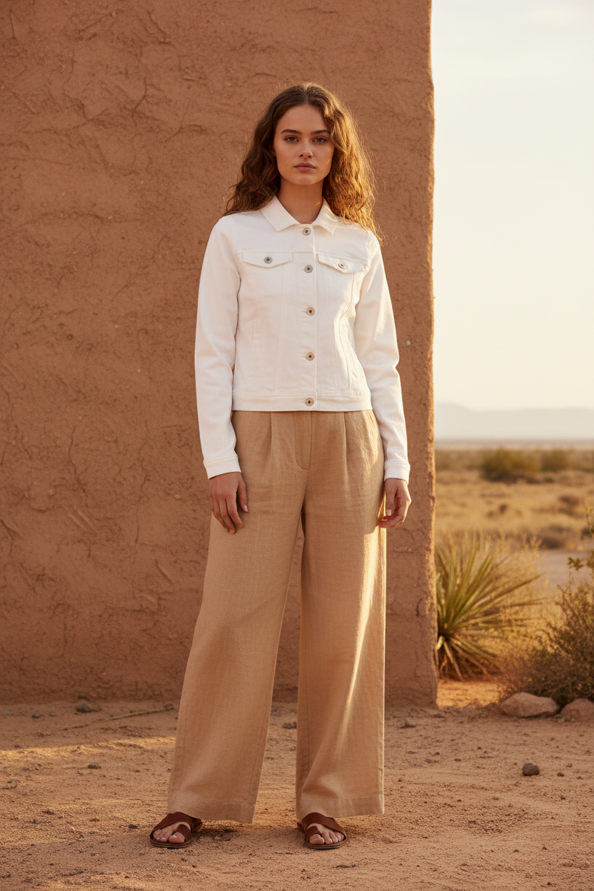 Chaqueta vaquera clara ICHI IHBILLY JA para mujer en blanco roto