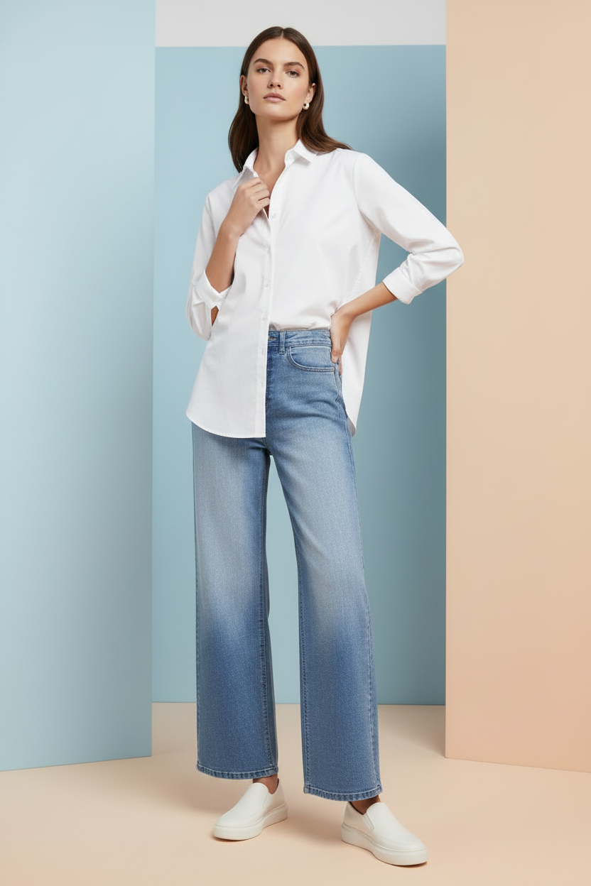 Vaquero cropped de tiro alto ICHI IHTWIGGY para mujer