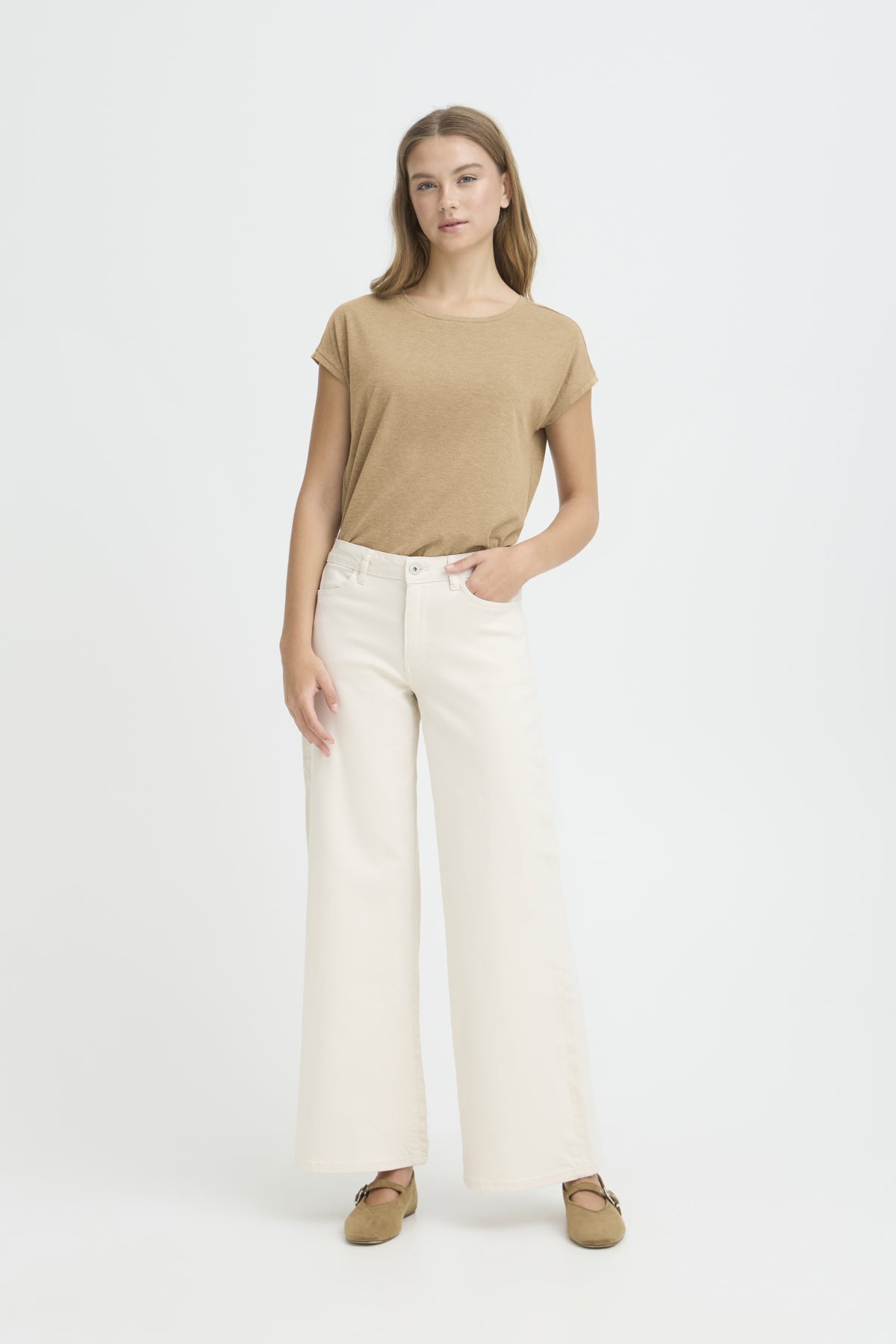 Vaquero wide leg crudo ICHI IHZIGGY para mujer