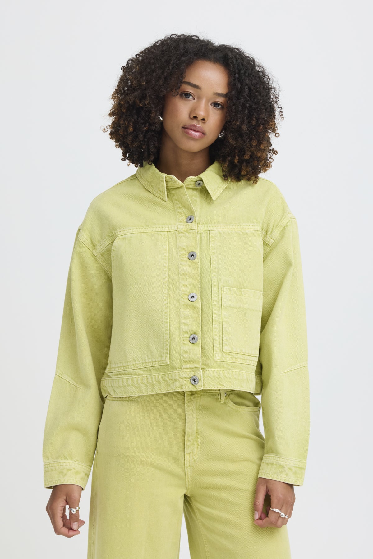 Chaqueta verde de algodón ICHI IHMIJALLA JA para mujer