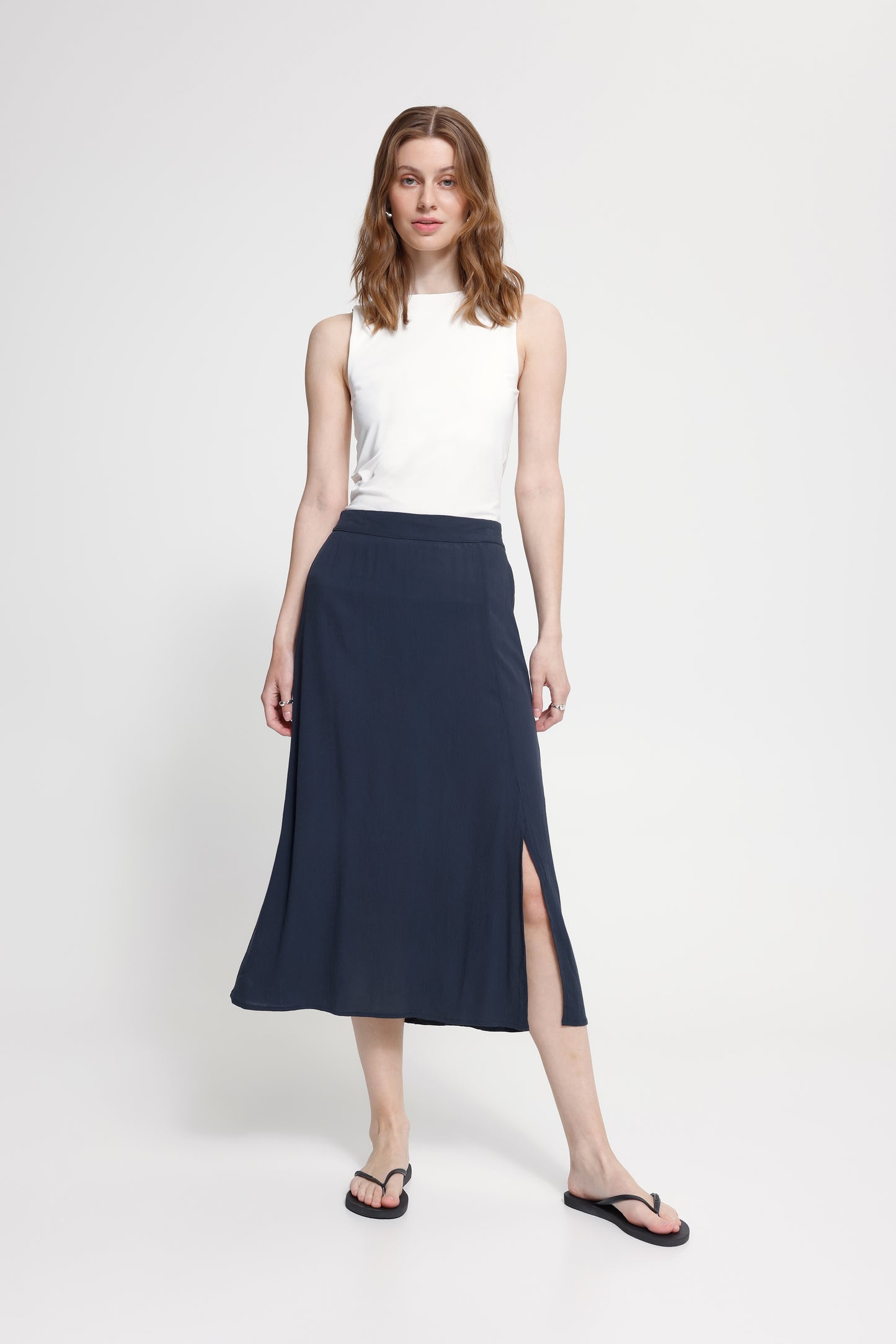 Falda midi fluida con abertura — IHMARRAKECH