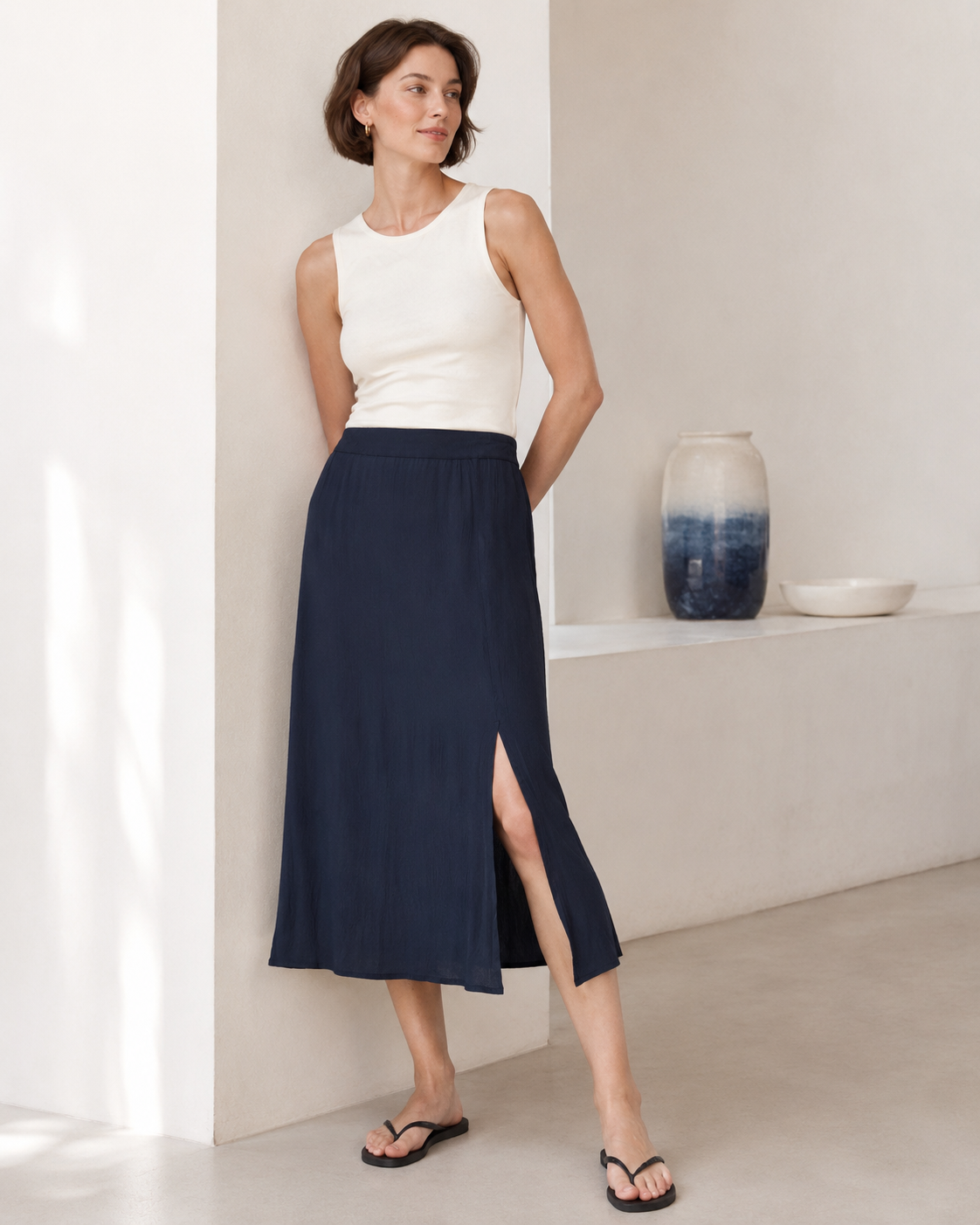 Falda midi fluida con abertura — IHMARRAKECH