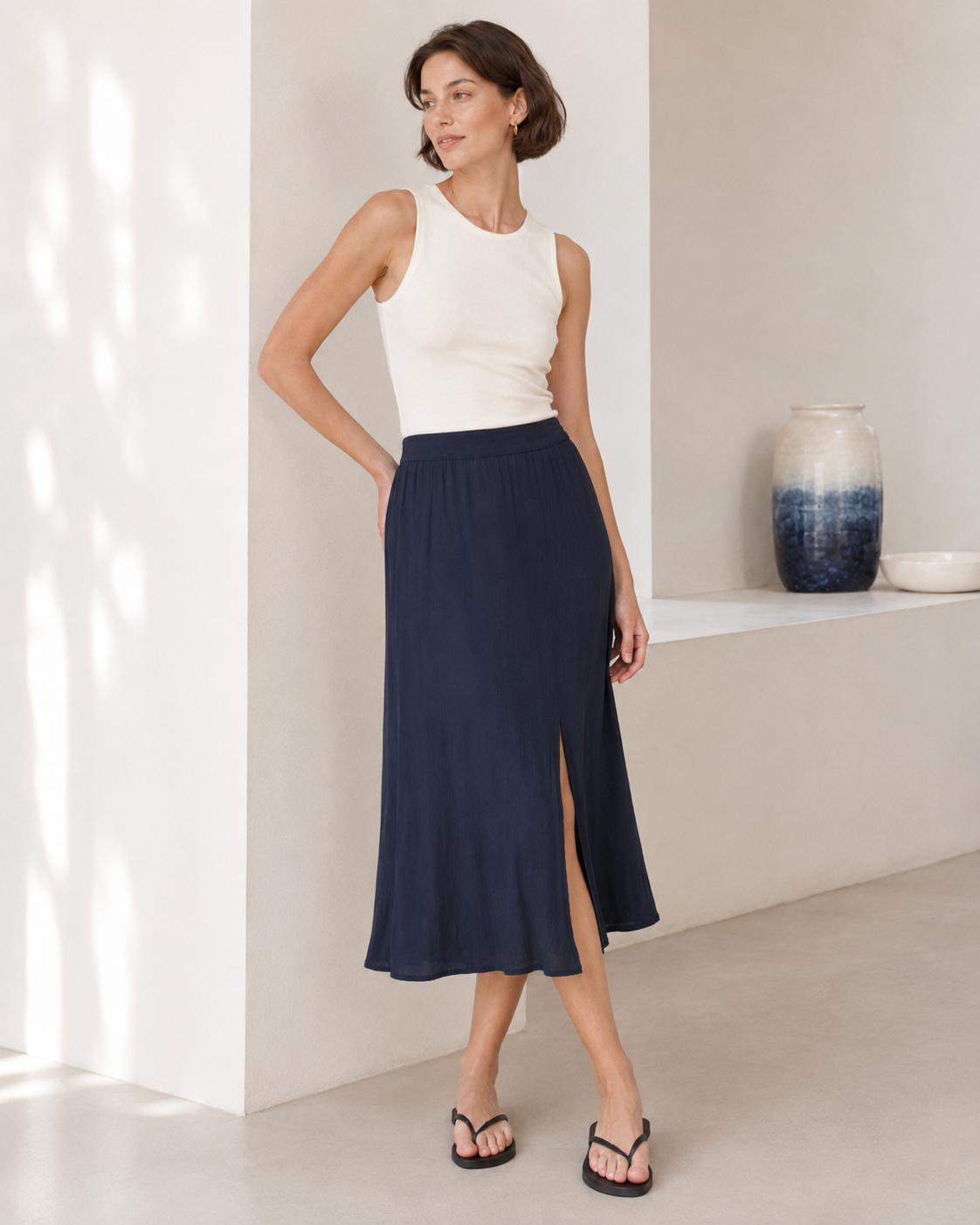 Falda midi fluida con abertura — IHMARRAKECH