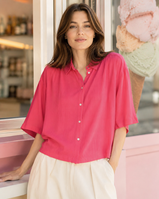 Camisa fluida azalea — Marrakech