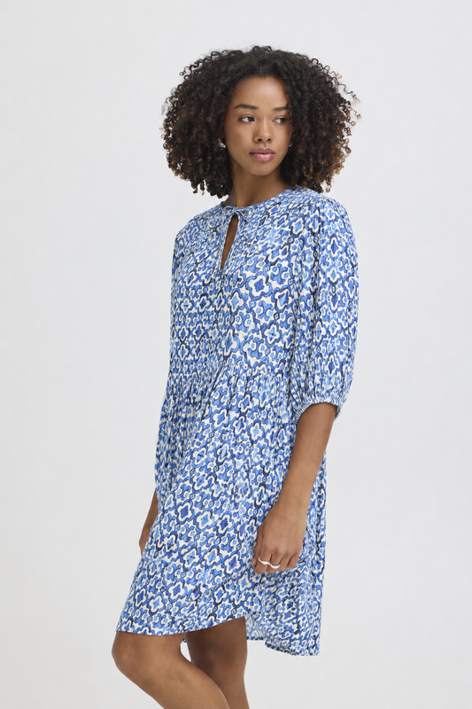 Vestido estampado azul ikat — Marrakech